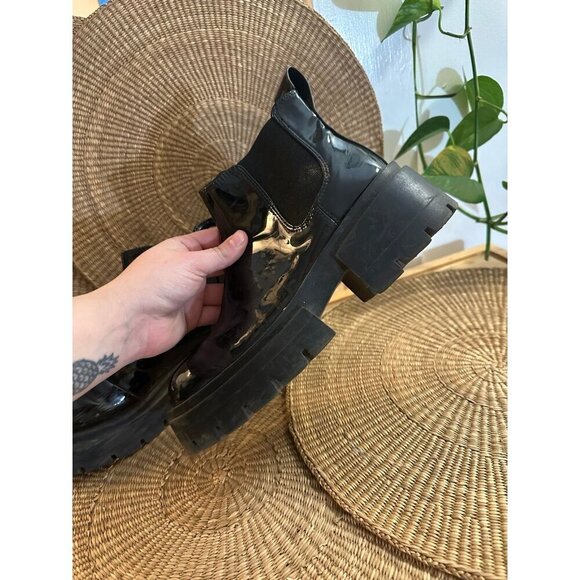 H&M Black Patent Chunky Platform Chelsea Boots - Size 38 - Picture 6 of 10